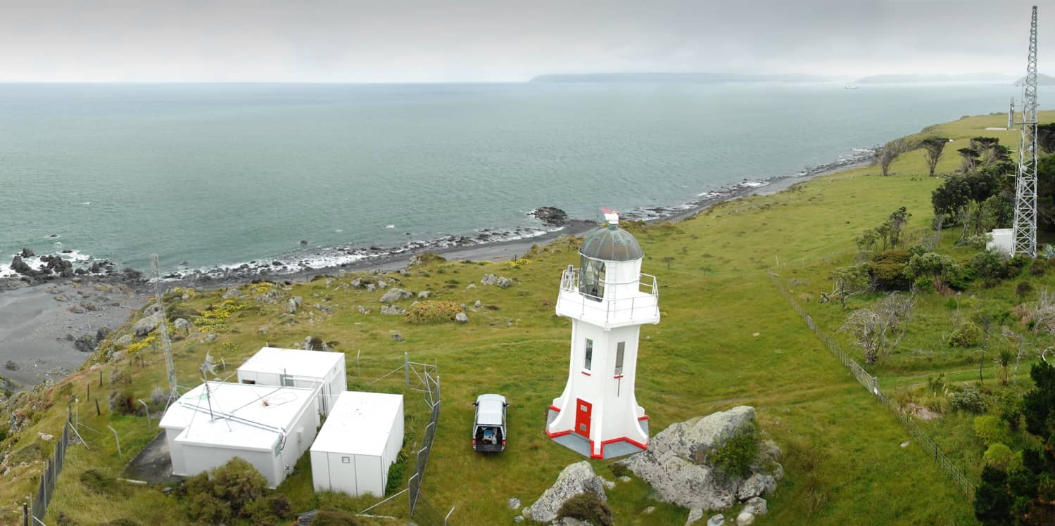 Looking down at the Baring Head air monitoring station, NZ
