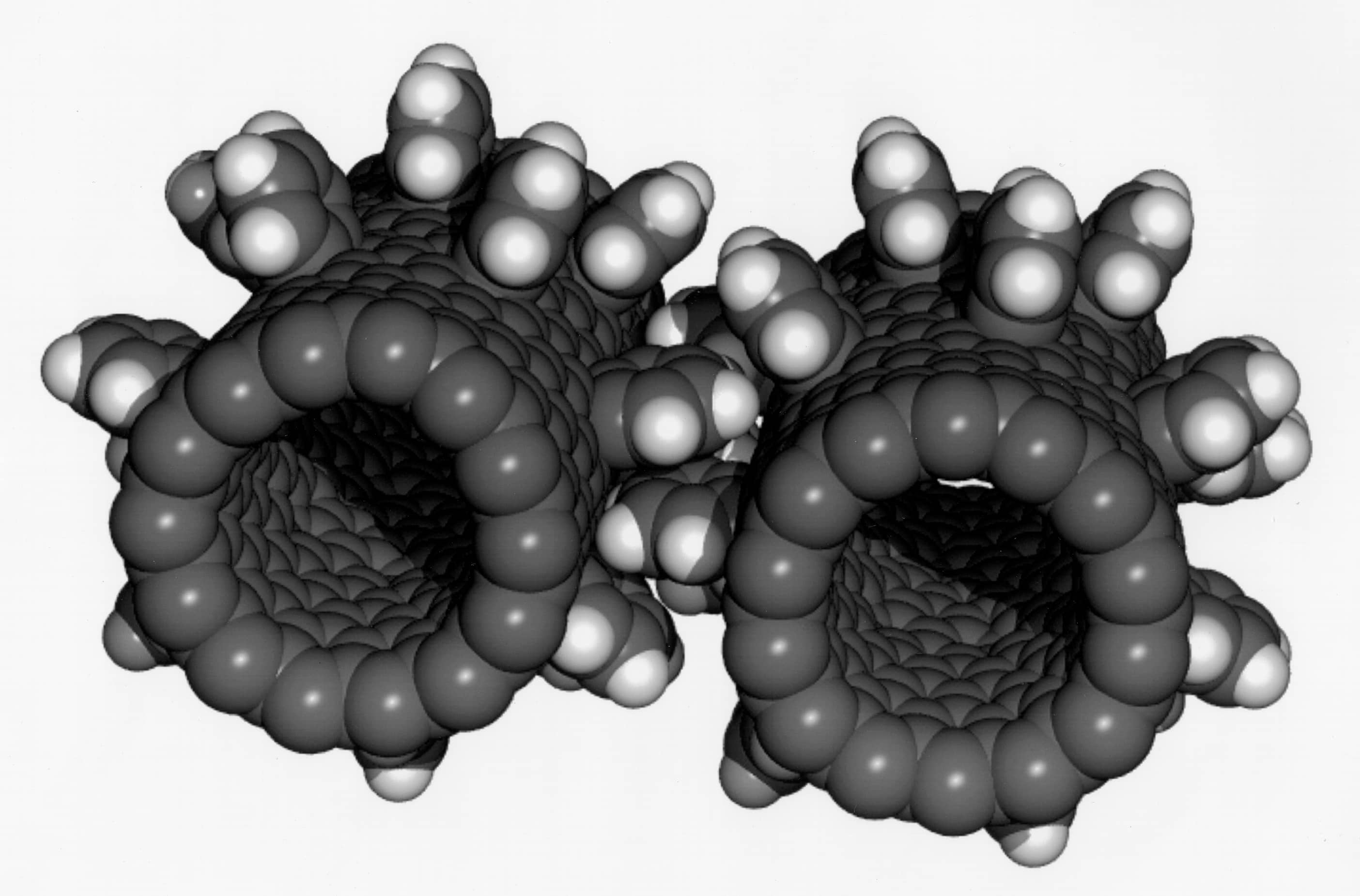 Molecule-sized gears on  outside of a carbon nanotube shaft.